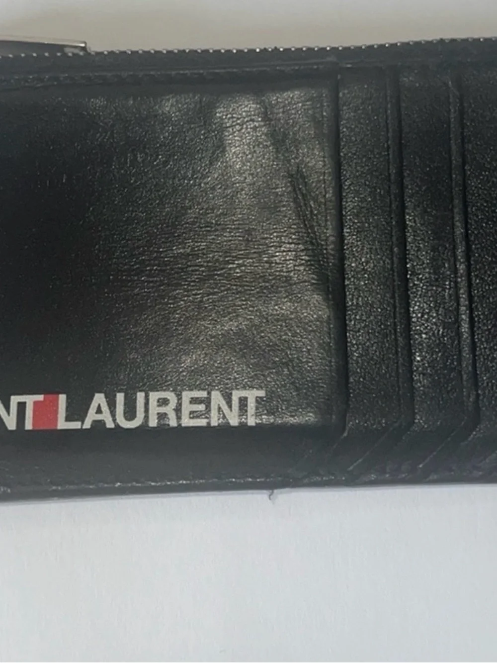 Saint Laurent Black Leather Card Case with Logo Accent